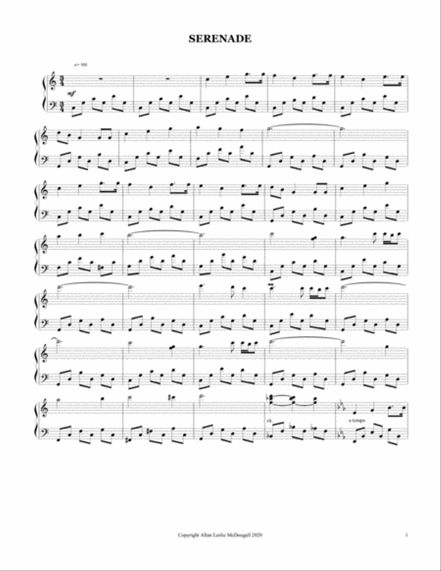 Serenade Piano Solo scores gallery preview page 1