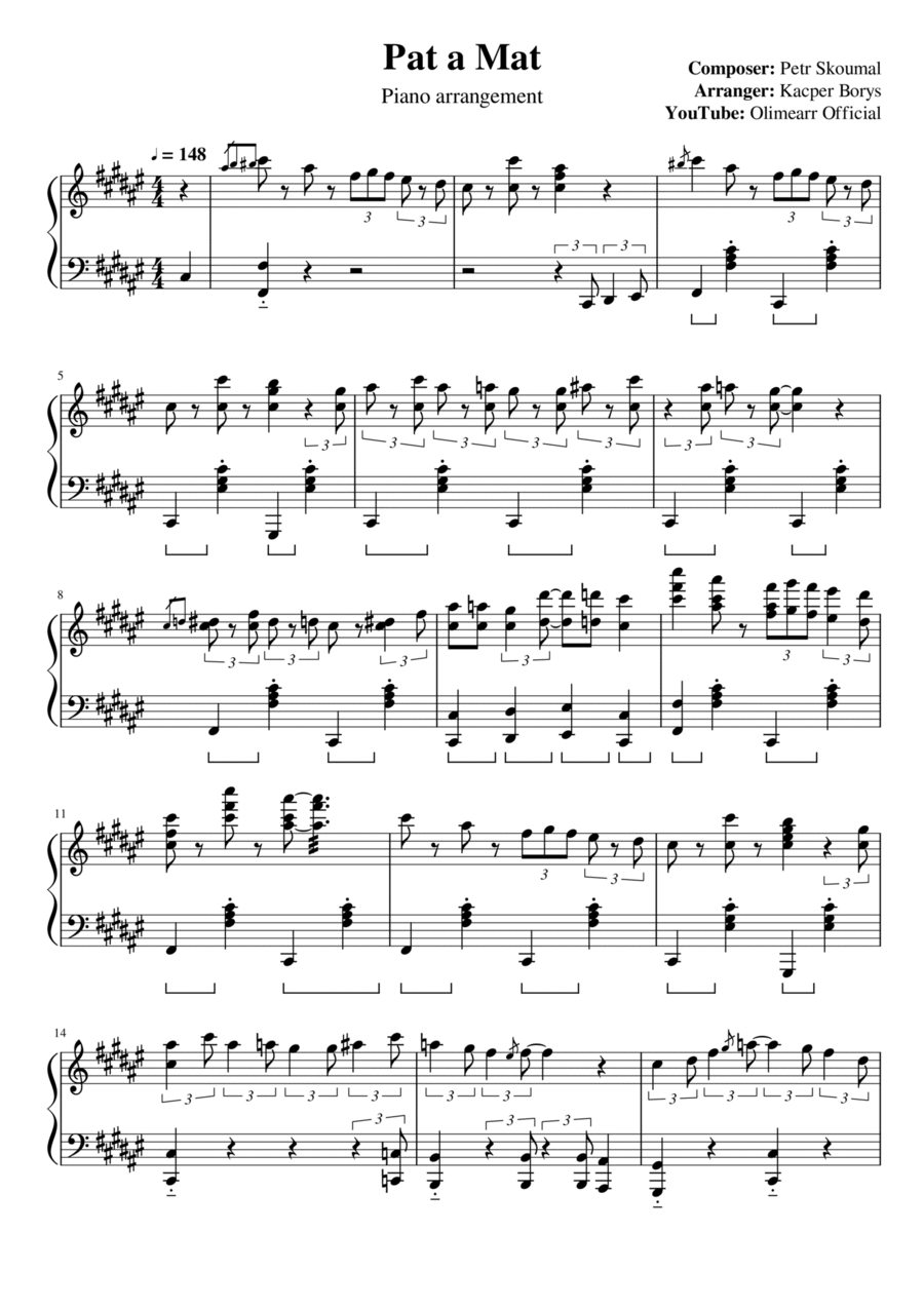 Pat a Mat Piano Solo scores gallery preview page 1