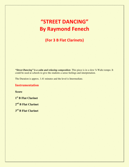 "Street Dancing" - For 3 B Flat Clarinets - Early Intermediate/ Intermediate level image number null