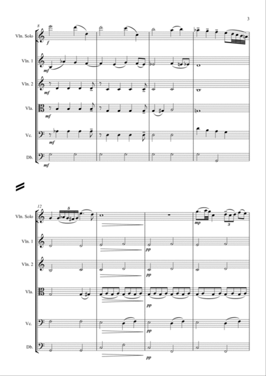 Larghetto, for Solo Violin and Strings (Standard Arrangement)