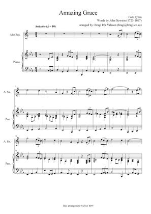 Amazing Grace - Alto Saxophone with piano accompaniment
