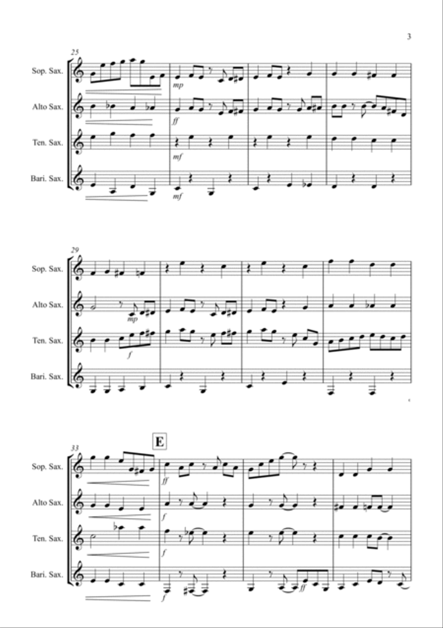 The Entertainer for Saxophone Quartet The Entertainer for Saxophone Quartet Saxophone Quartet scores gallery preview page 3