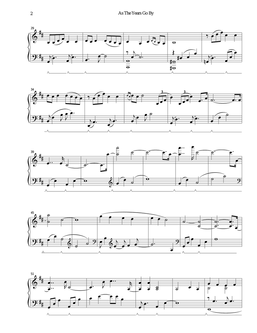 As the Years Go By Piano Solo scores gallery preview page 2