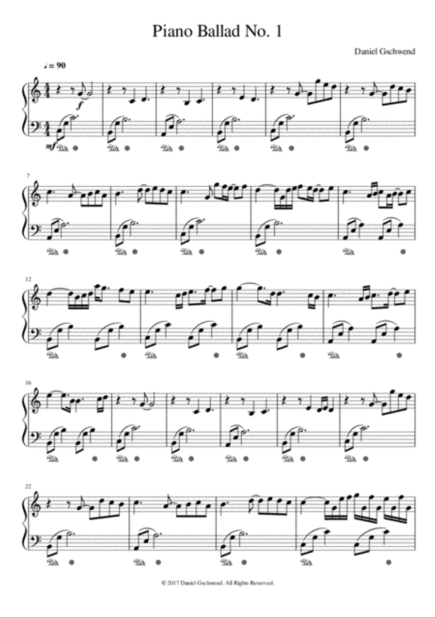 Piano Ballad No. 1 for Easy Piano Easy Piano scores gallery preview page 2