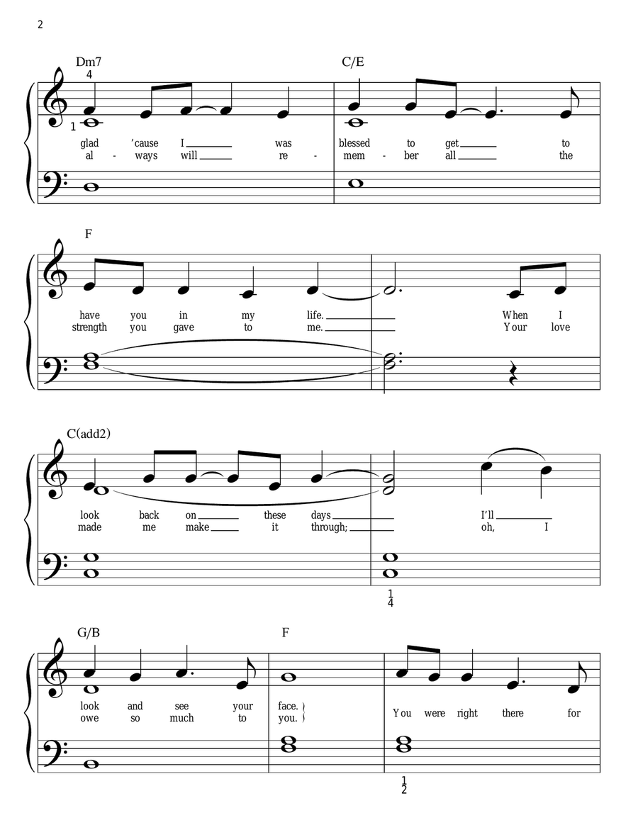 There You'll Be Easy Piano scores gallery preview page 2