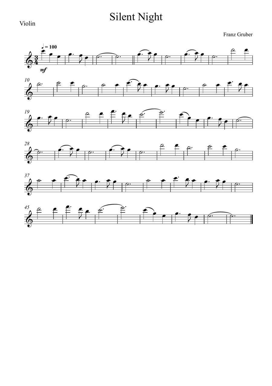 Franz Gruber - Silent Night (Violin and Tenor Saxophone Duet) Small Ensemble scores gallery preview page 4