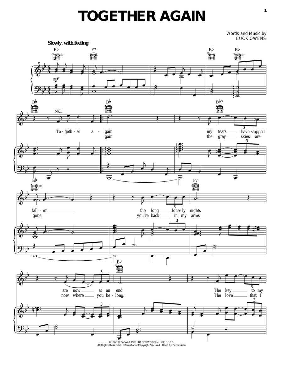 Together Again Together Again Piano, Vocal, Guitar scores gallery preview page 1
