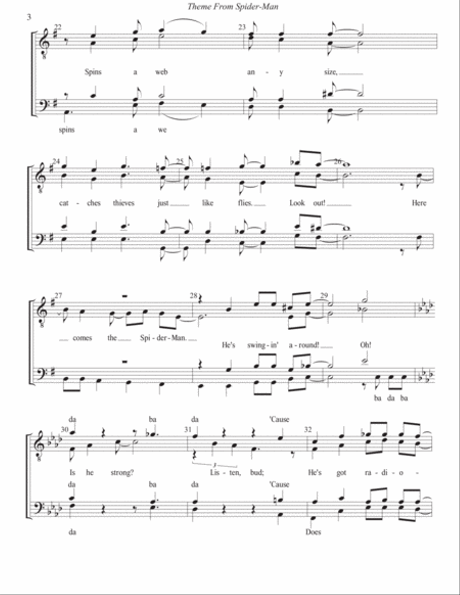 Theme From Spider Man TTBB scores gallery preview page 4