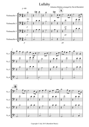 Brahms Lullaby for Cello Quartet