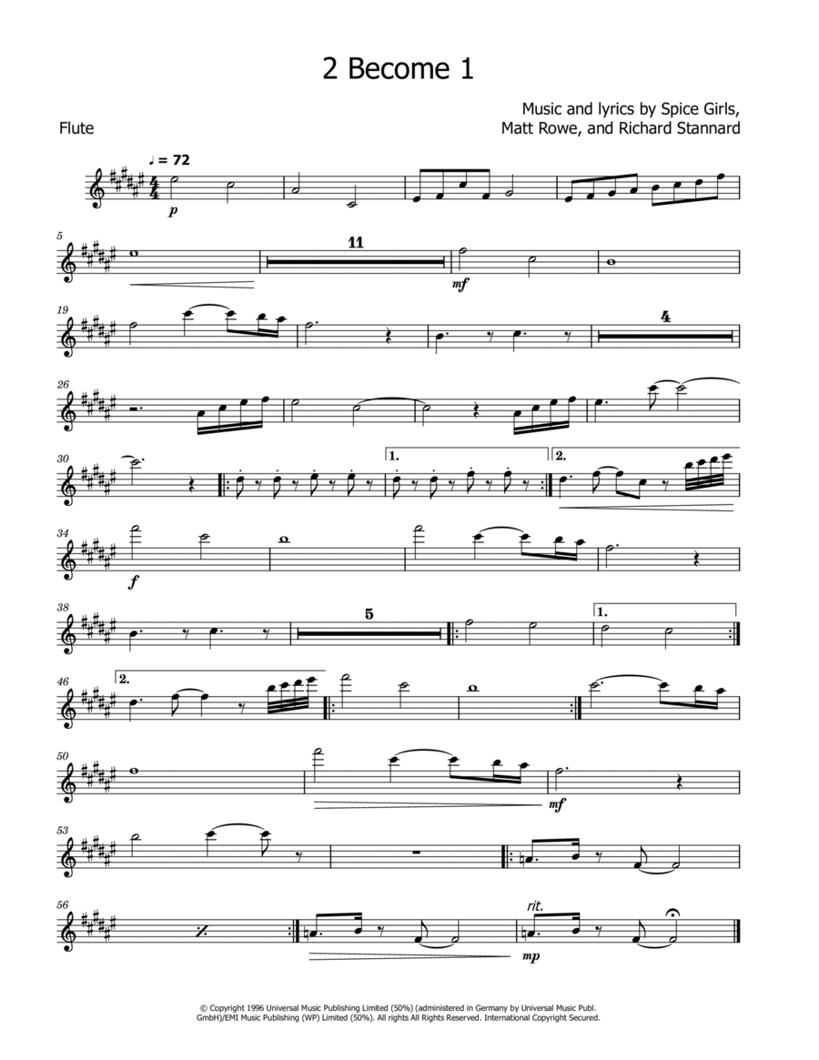 2 Become 1 Flute Solo scores gallery preview page 1