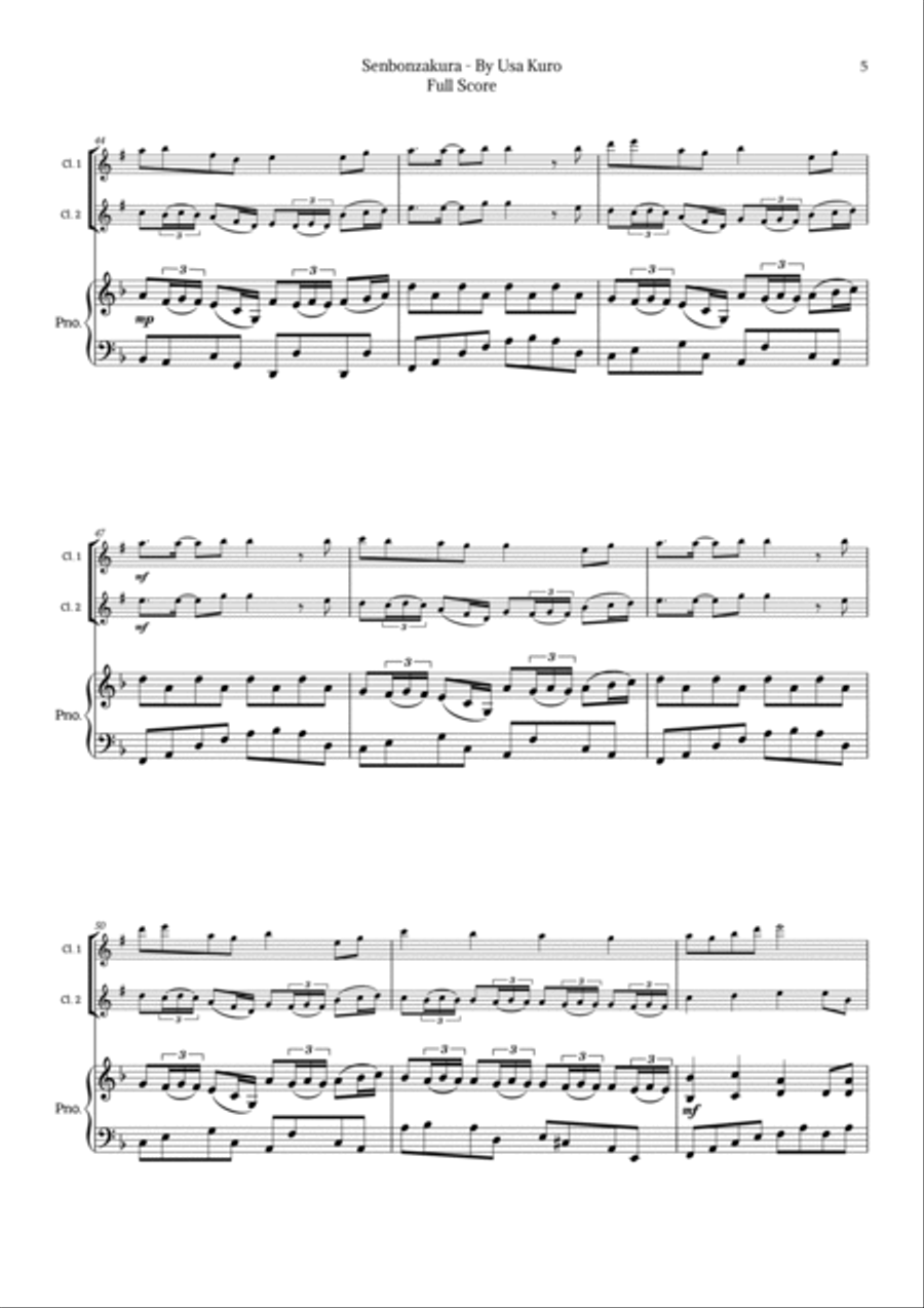 Senbonzakura Clarinet Duet scores gallery preview page 5