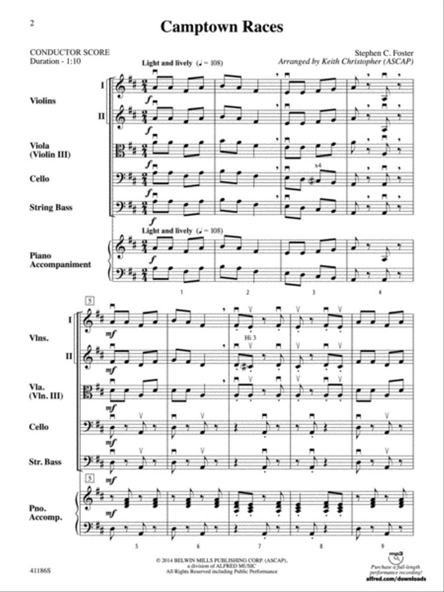 Camptown Races: Score String Orchestra scores gallery preview page 2
