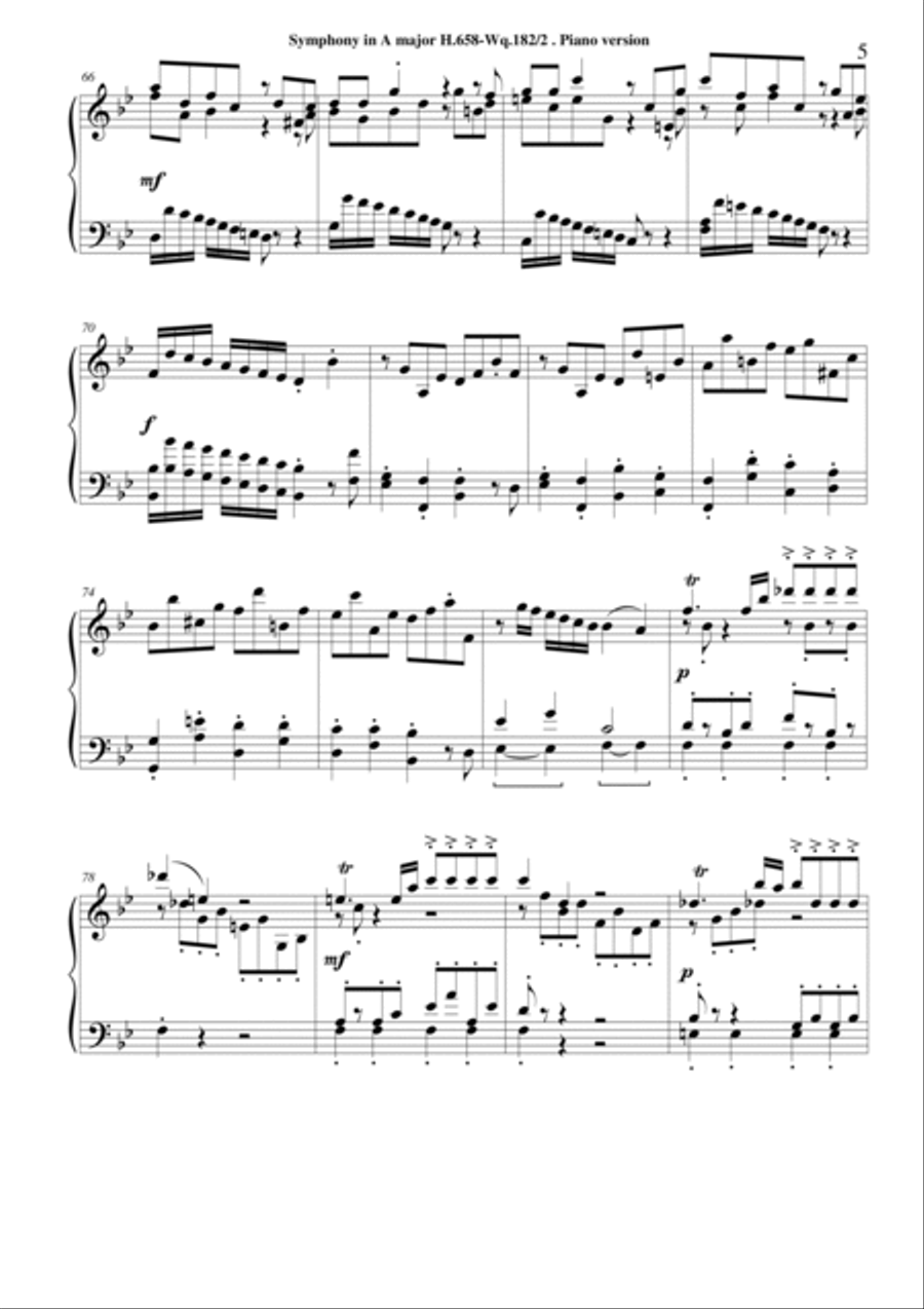 Bach C.P.E. Symphony No.2 in B-flat major - Piano version Piano Solo scores gallery preview page 5