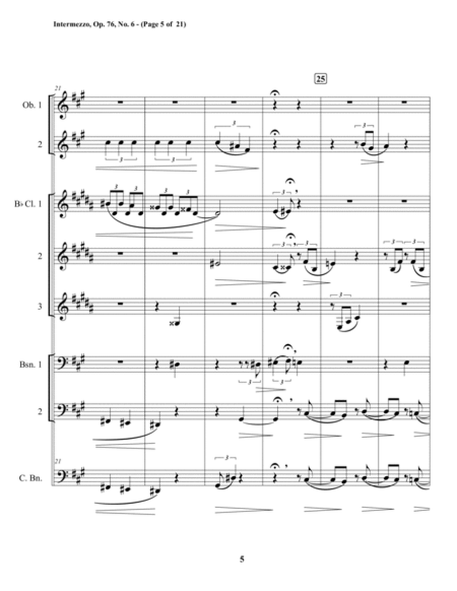 Intermezzo, Op. 76, No. 6 (Woodwind Octet) image number null