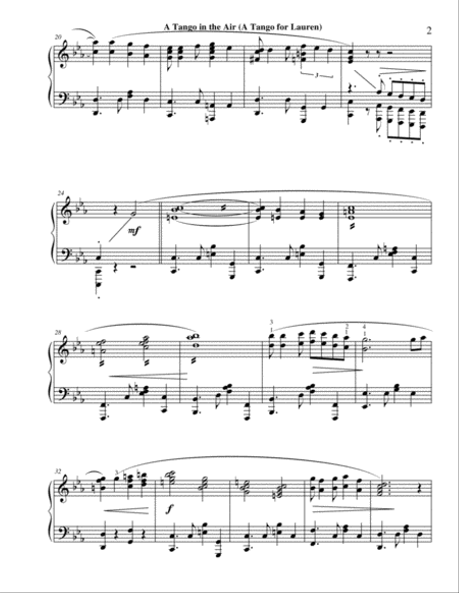 A Tango in the Air (A Tango for Lauren), piano solo Piano Solo scores gallery preview page 3