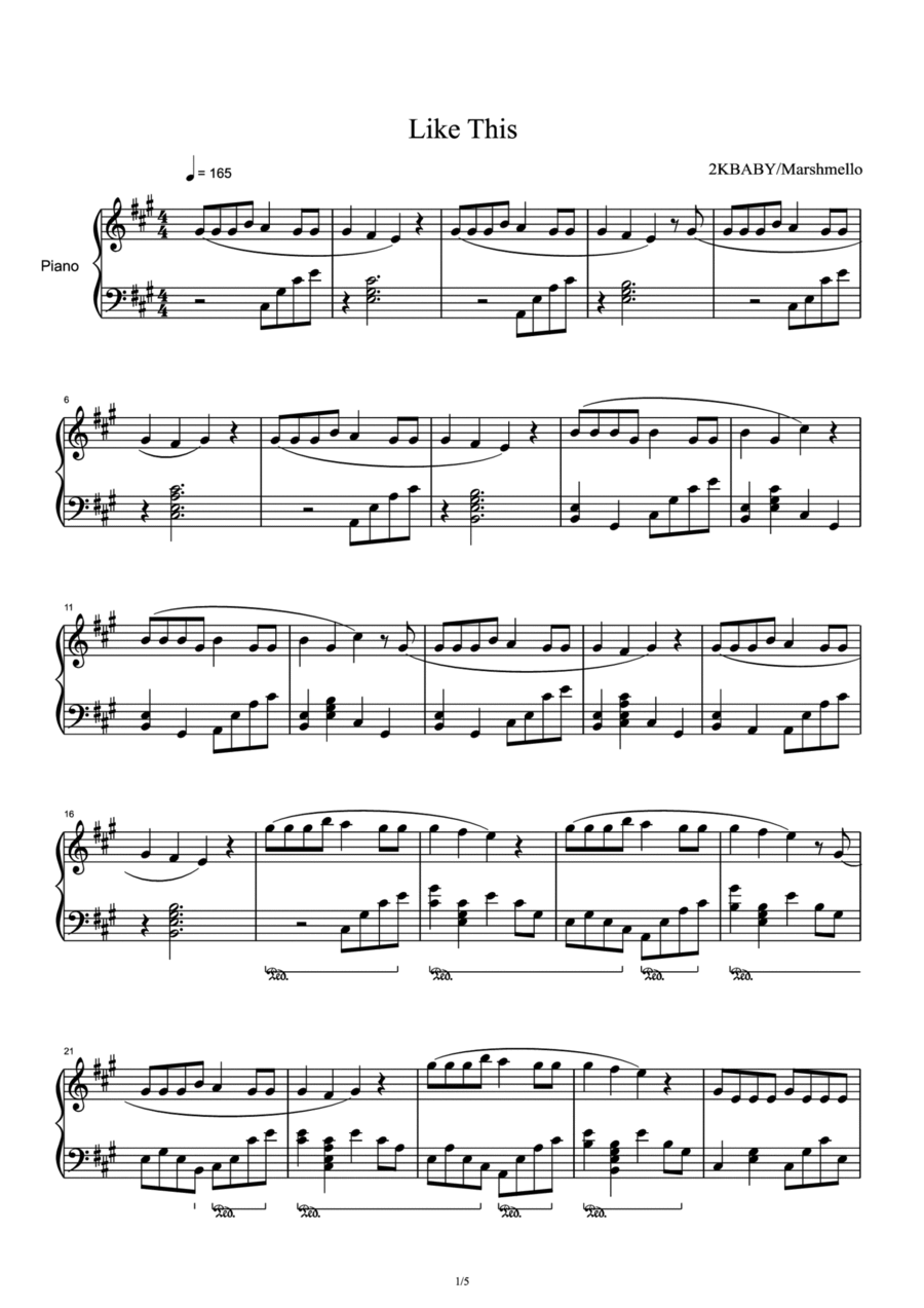 Like This Like This Piano Solo scores gallery preview page 1
