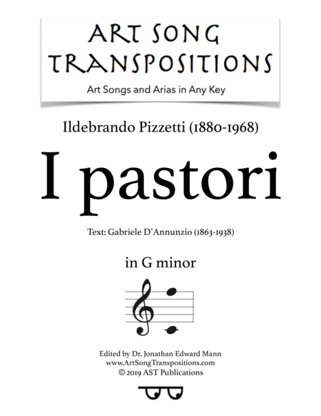 PIZZETTI: I pastori (transposed to G minor)