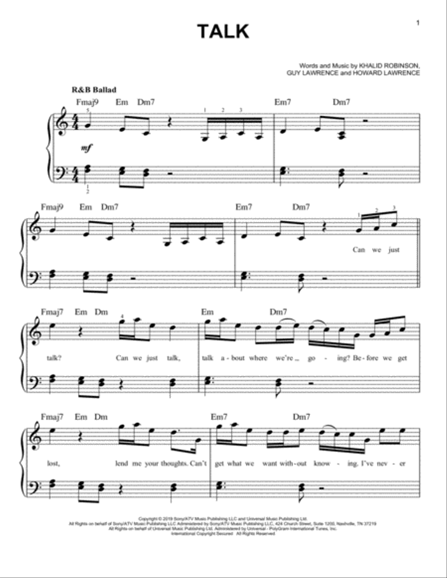 Talk Easy Piano scores gallery preview page 1