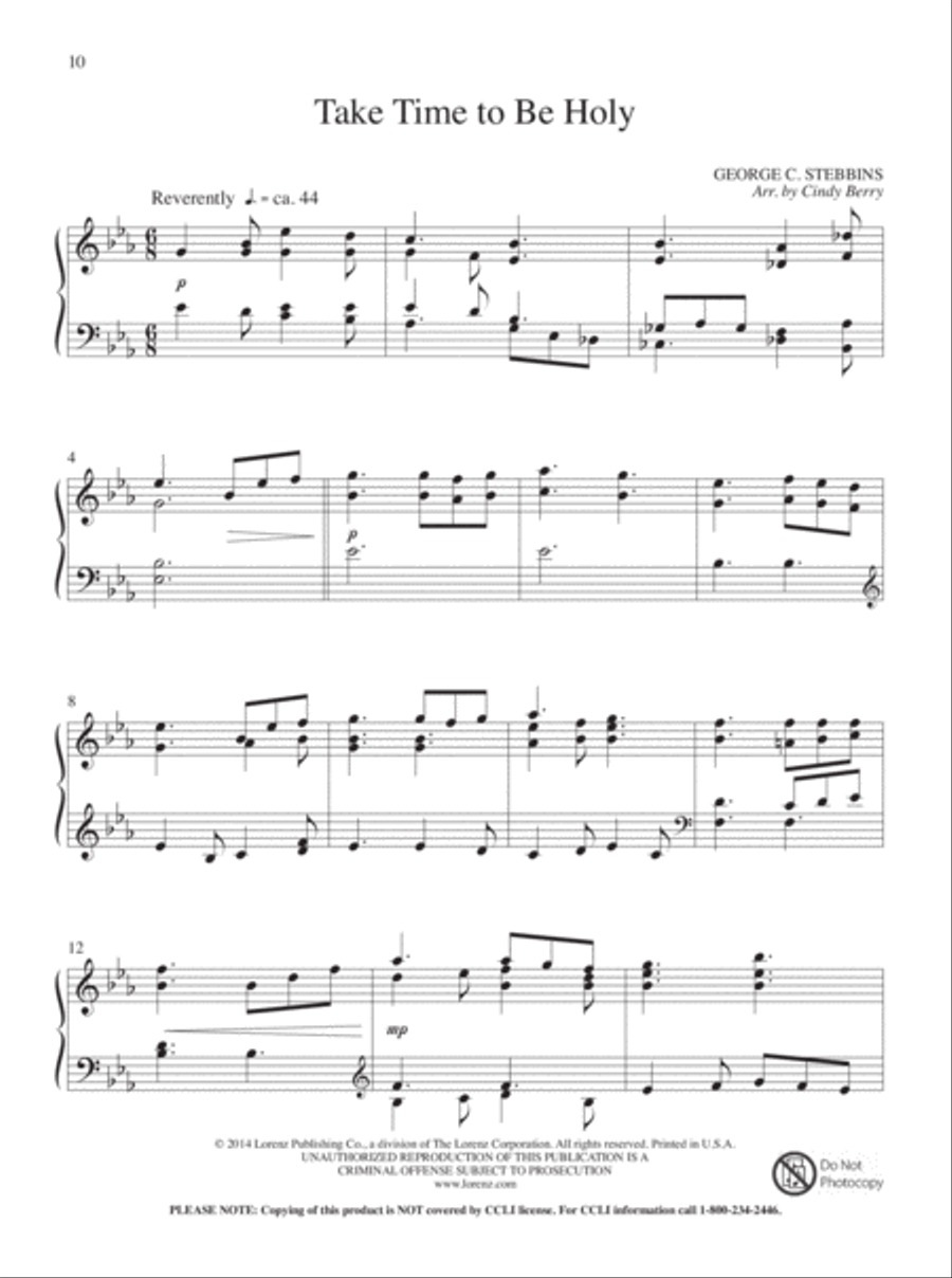 Take Time to Be Holy Piano Solo scores gallery preview page 6