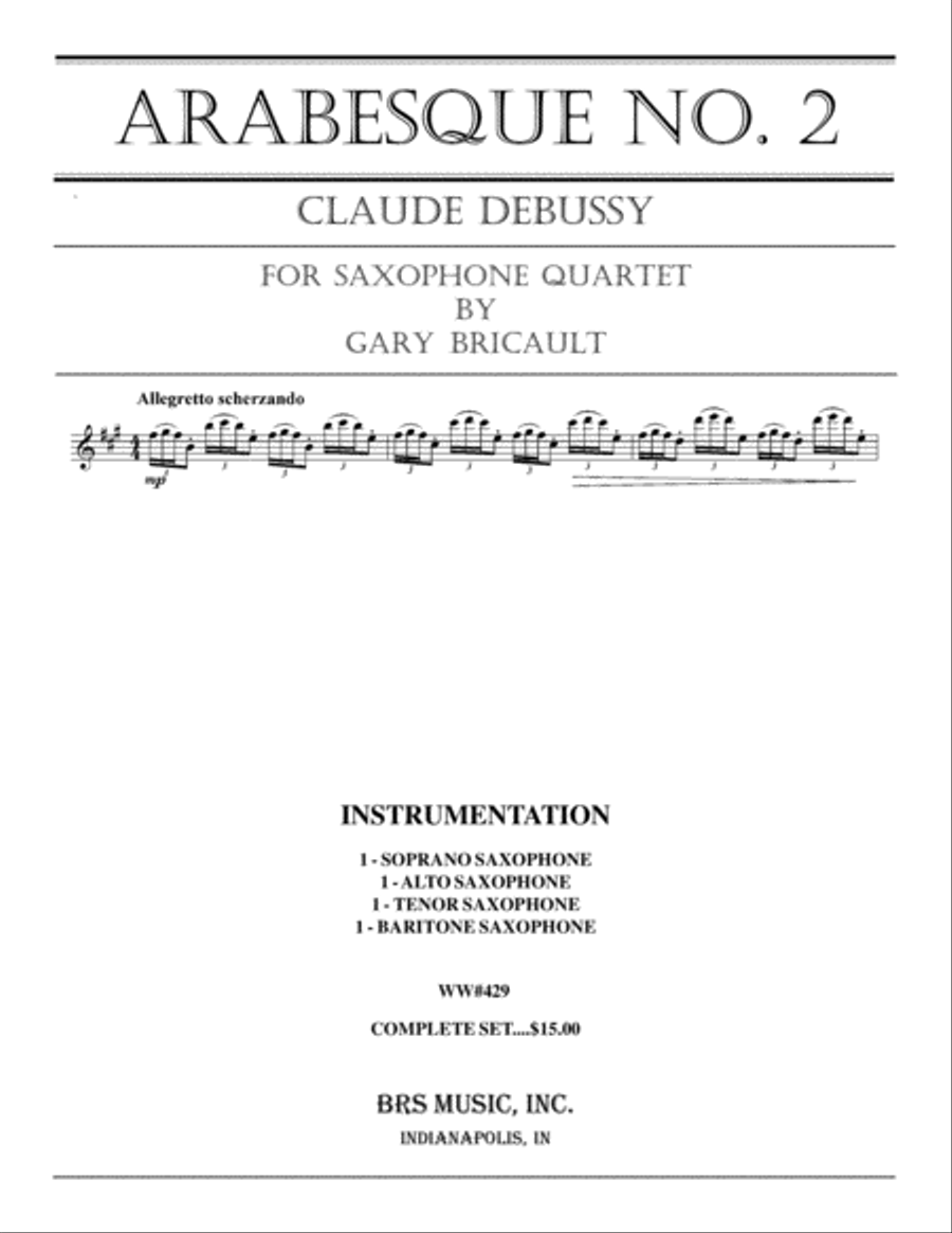 Arabesque No. 2 Arabesque No. 2 Saxophone Quartet scores gallery preview page 1