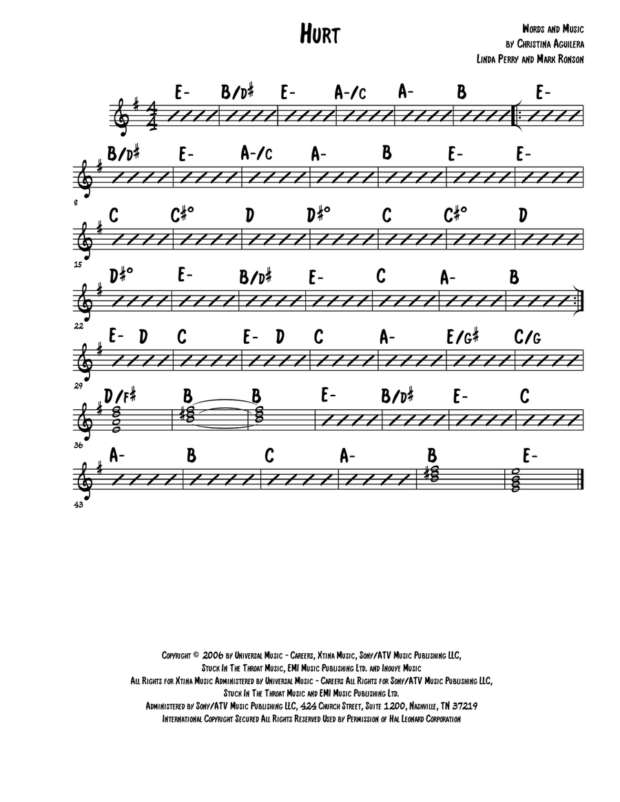 Hurt Hurt Piano, Vocal scores gallery preview page 1