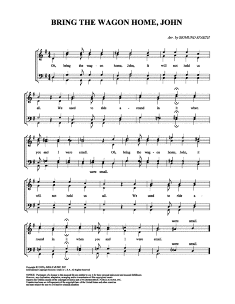 Bring the Wagon Home, John Voice scores gallery preview page 1