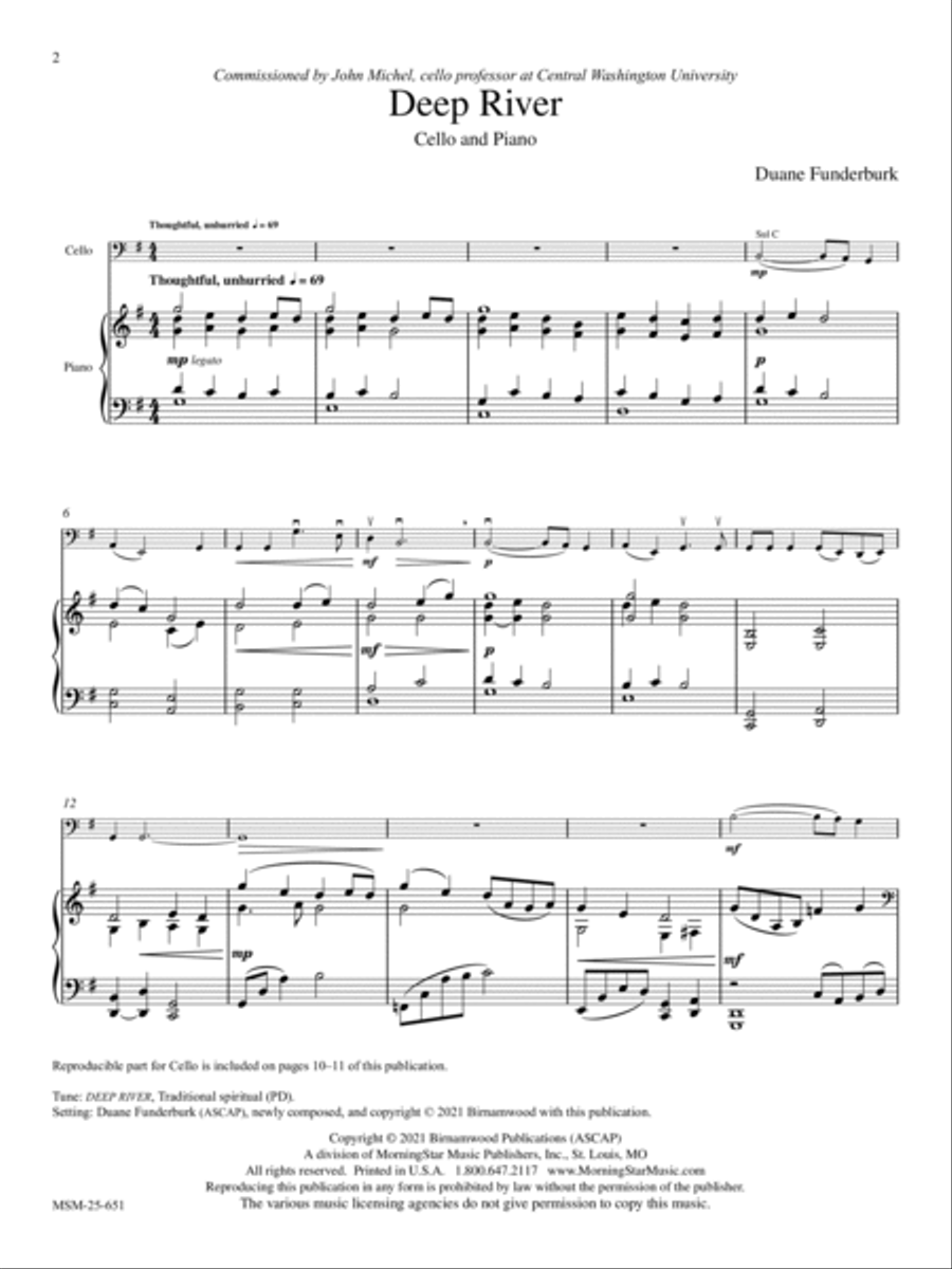Two Spirituals for Cello and Piano Piano Accompaniment scores gallery preview page 2