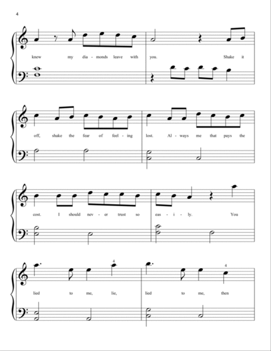 Diamonds Easy Piano scores gallery preview page 4