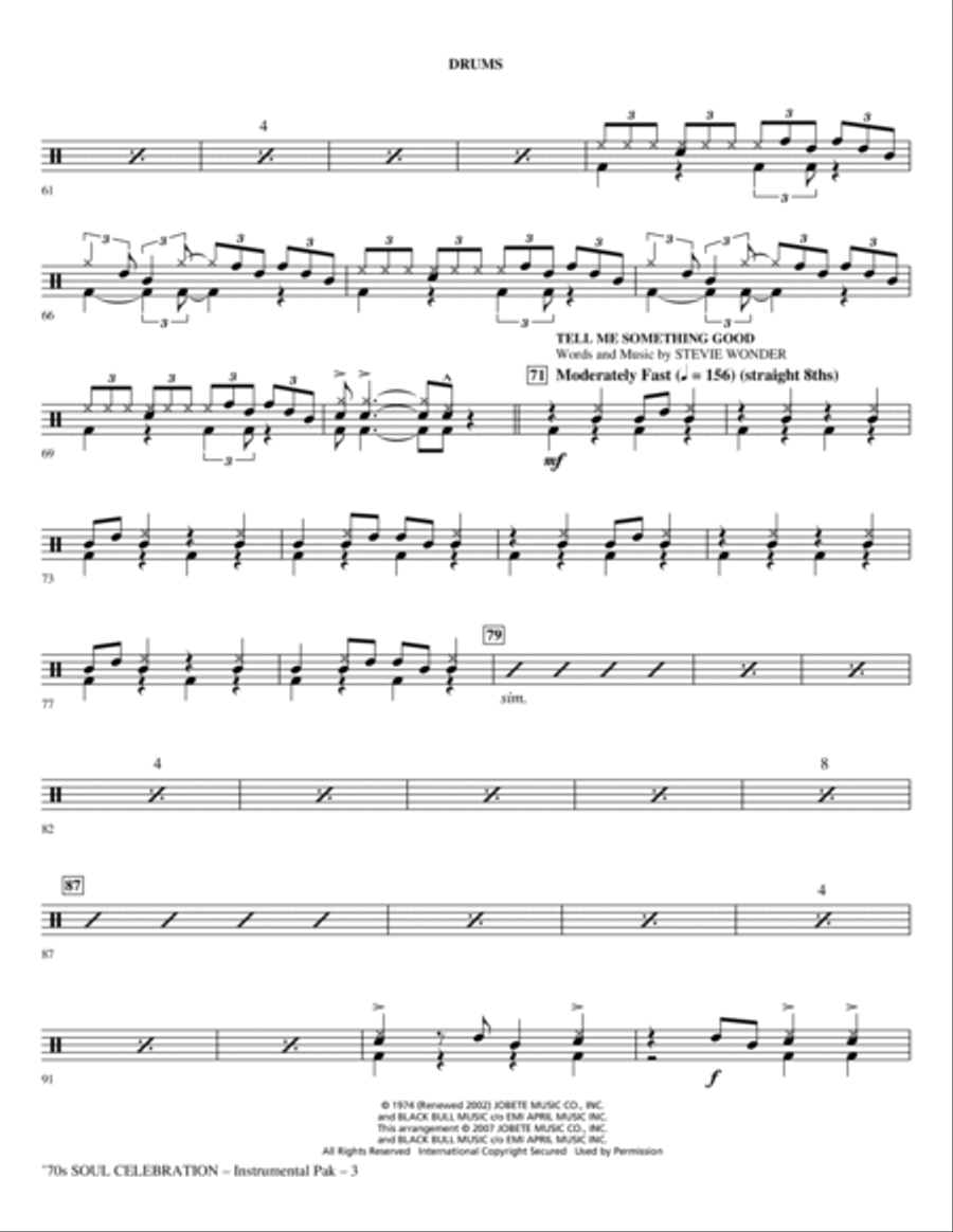70s Soul Celebration (Medley) - Drums Choir scores gallery preview page 3