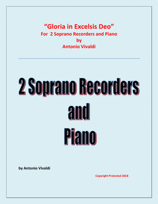 Gloria In Excelsis Deo - 2 Soprano Recorders and Piano - Advanced Intermediate - Chamber music