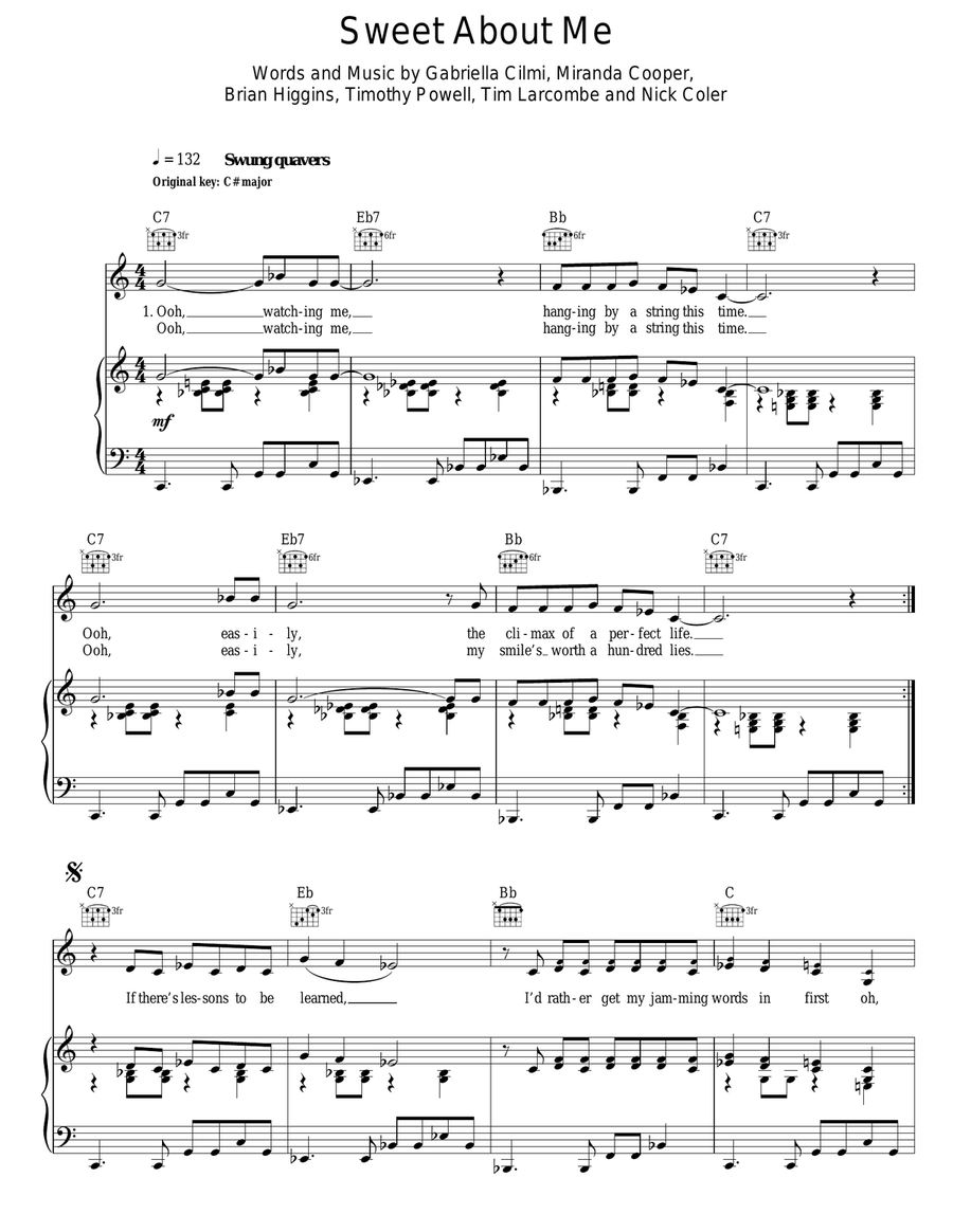Sweet About Me Sweet About Me Acoustic Guitar scores gallery preview page 1