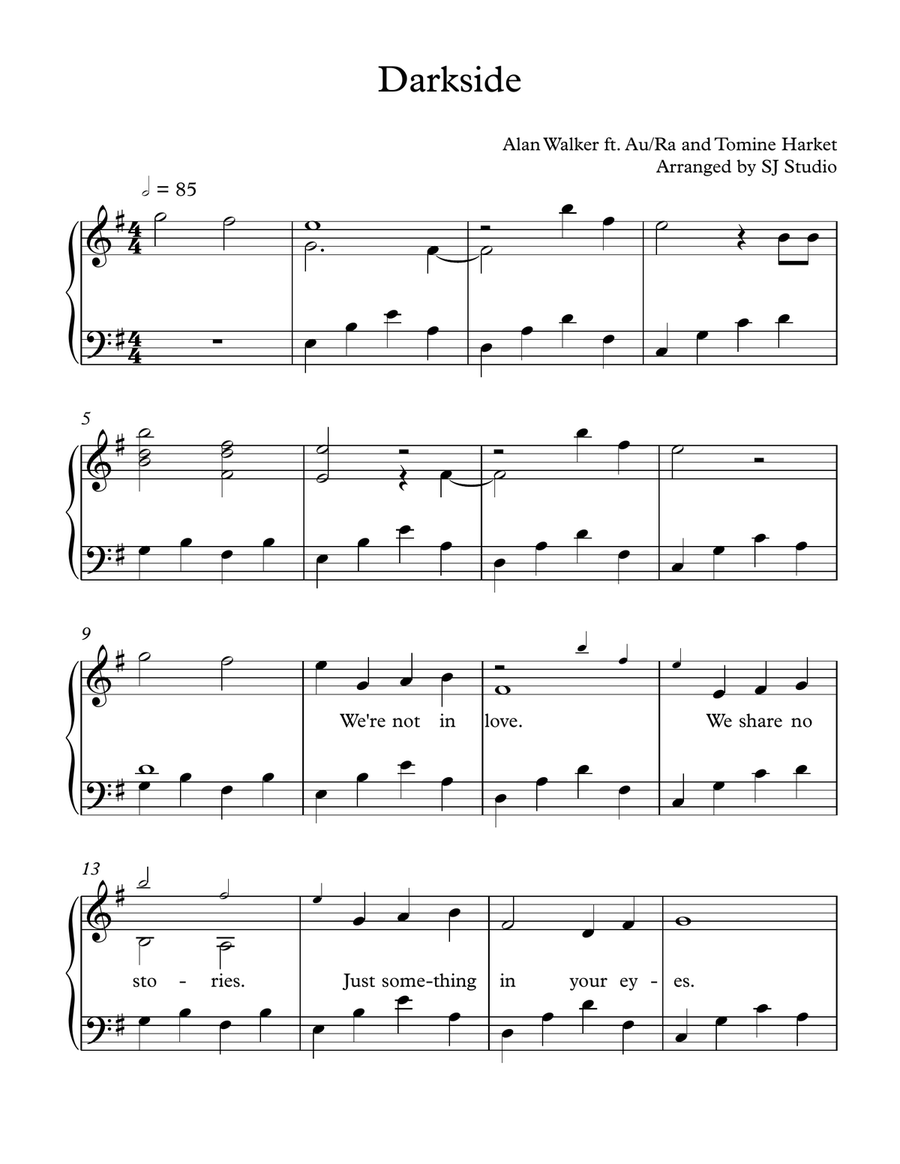 Darkside Piano, Vocal scores gallery preview page 1