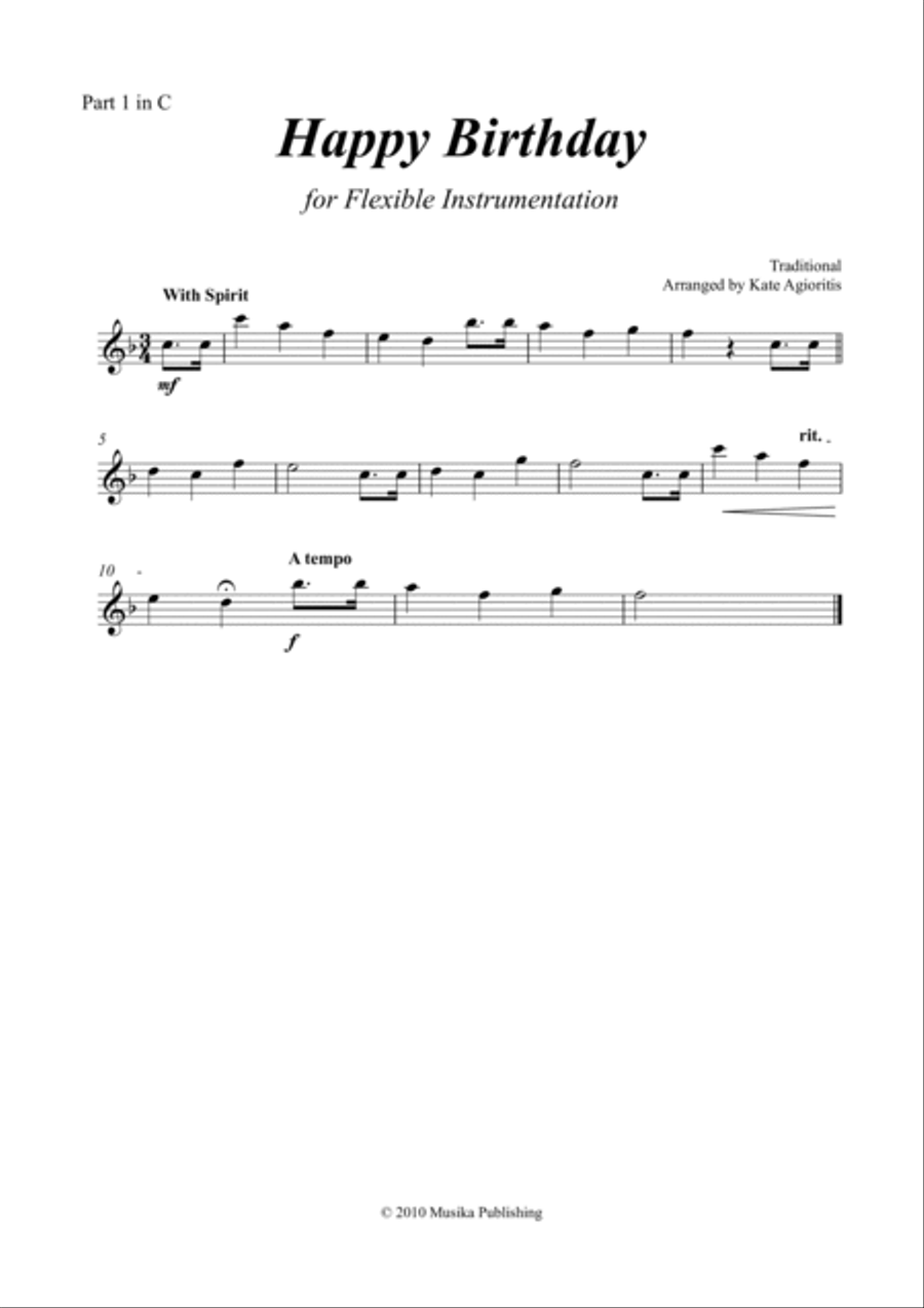 Happy Birthday - for Flexible Instrumentation Concert Band scores gallery preview page 4