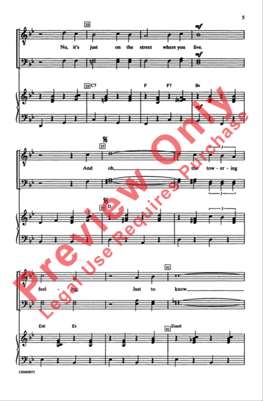 On the Street Where You Live Men's Choir scores gallery preview page 5