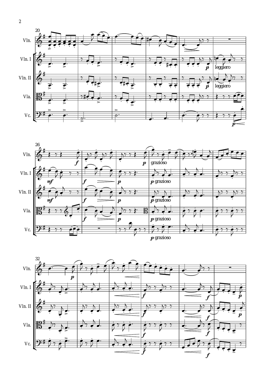 Seitz 3rd movement from Pupil (Student) Concerto No.3 in G major for Violin and Piano arranged for String Orchestra scores gallery preview page 2