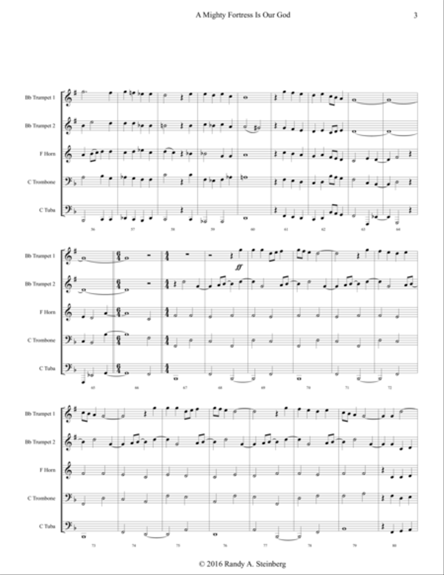 A Mighty Fortress Is Our God Brass Ensemble scores gallery preview page 6