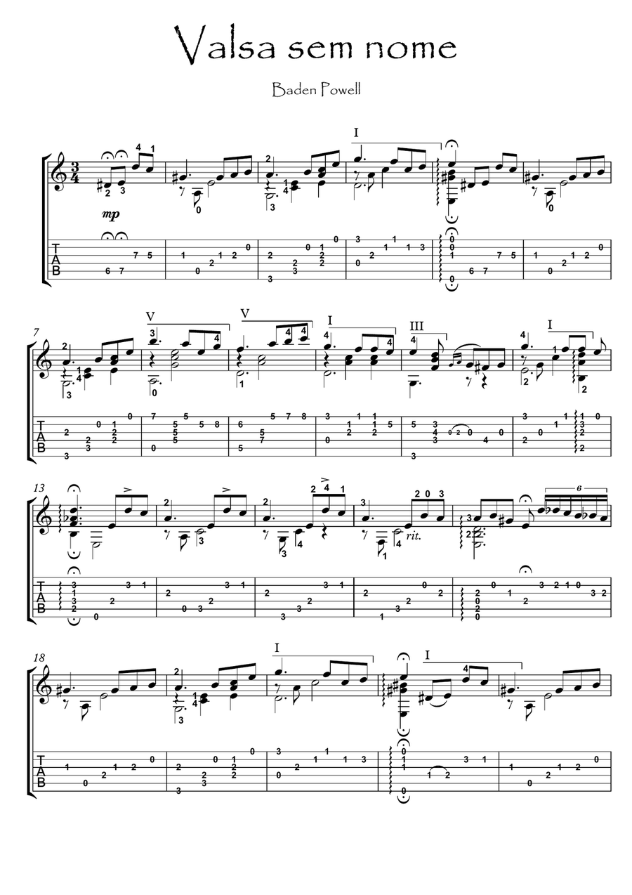 Valsa Sem Nome guitar solo Valsa Sem Nome guitar solo Acoustic Guitar scores gallery preview page 1