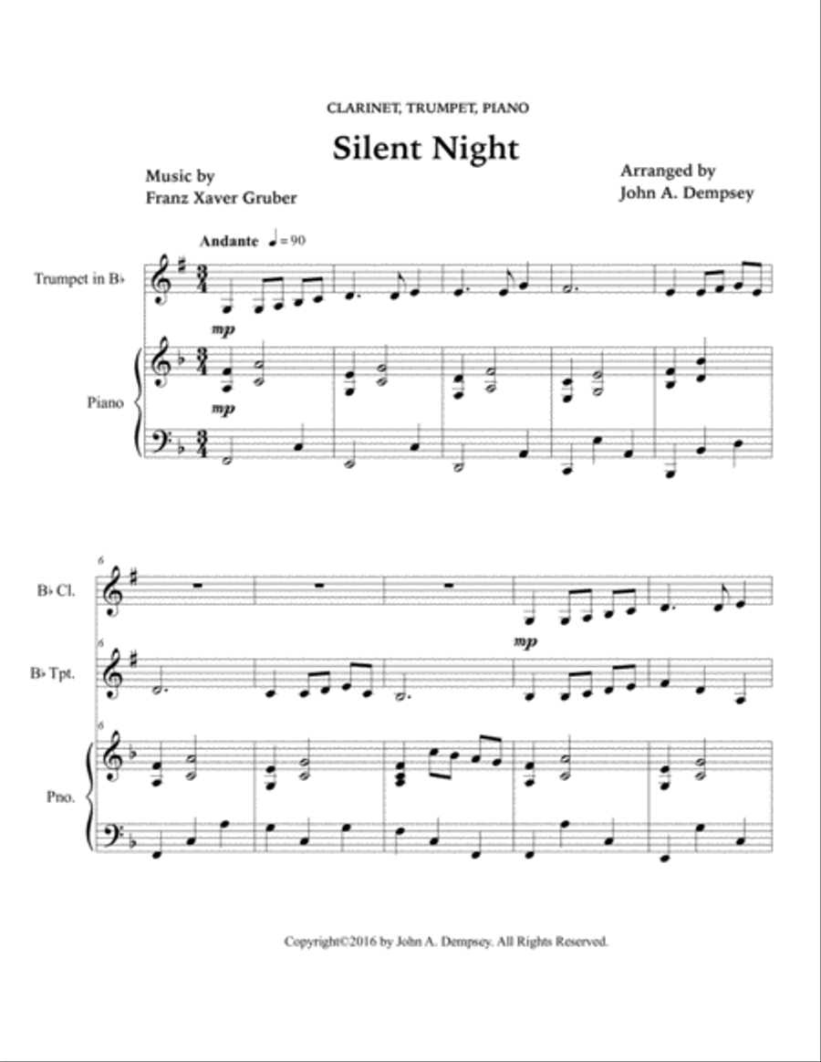 Silent Night (Trio for Clarinet, Trumpet and Piano) Small Ensemble scores gallery preview page 5