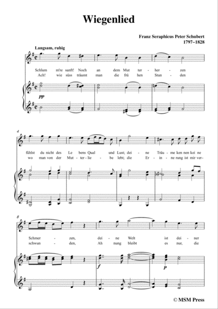 Schubert-Wiegenlied,in G Major,for Voice&Piano Voice scores gallery preview page 3