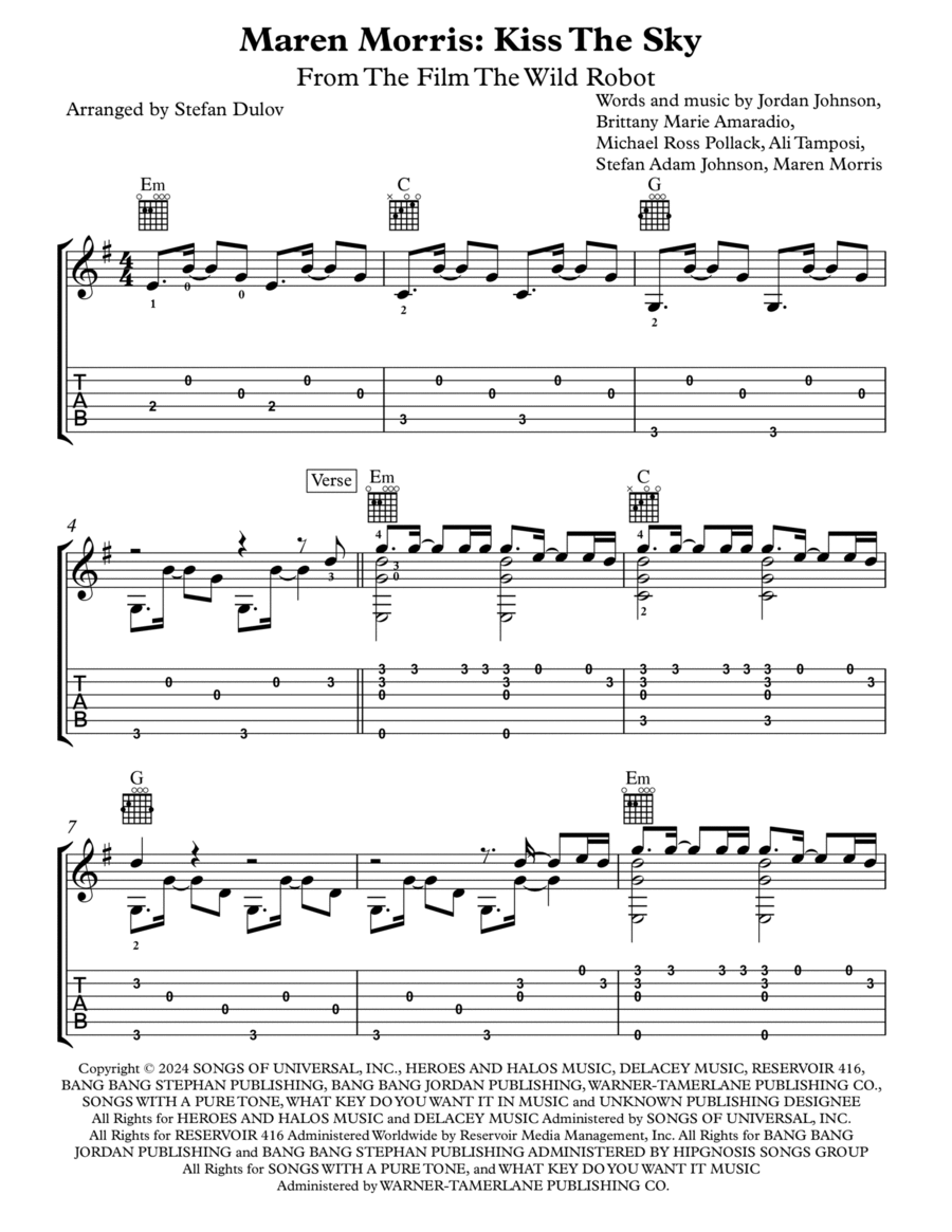 Kiss The Sky Acoustic Guitar scores gallery preview page 1
