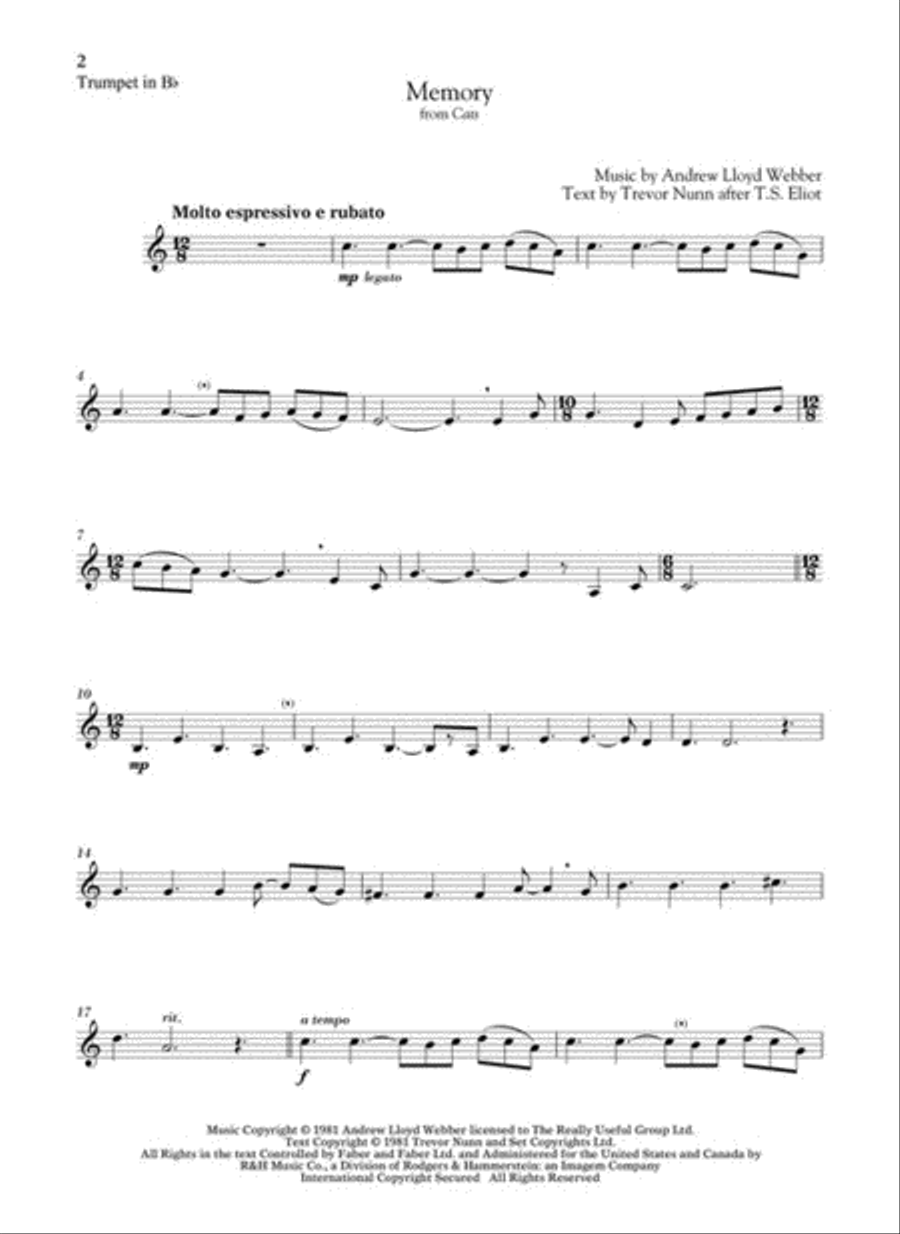 Andrew Lloyd Webber for Classical Players – Trumpet and Piano Trumpet Solo scores gallery preview page 3