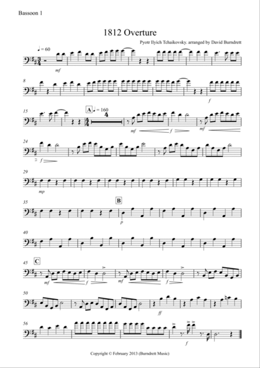 1812 Overture for Bassoon Quartet Bassoon Quartet scores gallery preview page 5