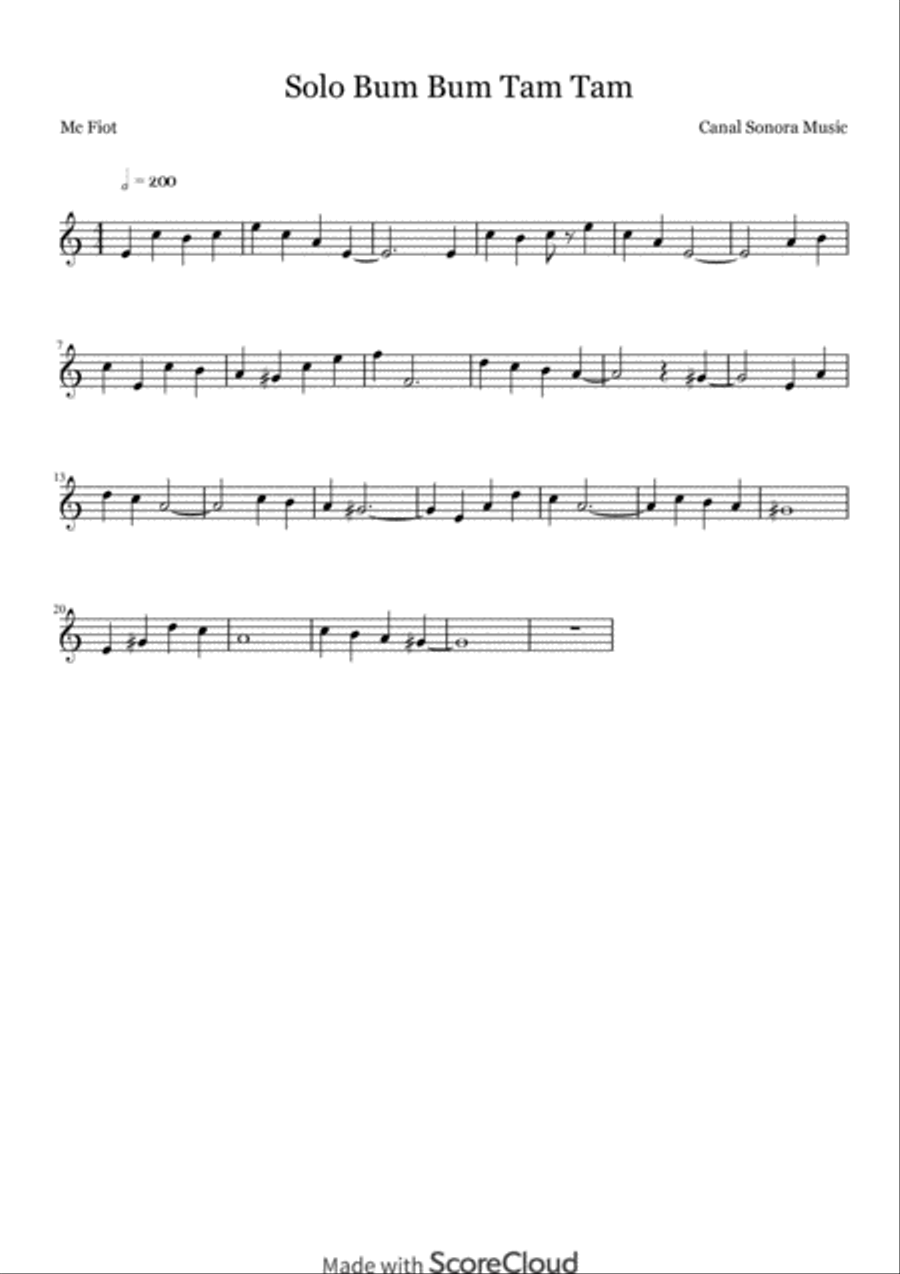 Solo BUM BUM TAM TAM Flute Solo scores gallery preview page 1