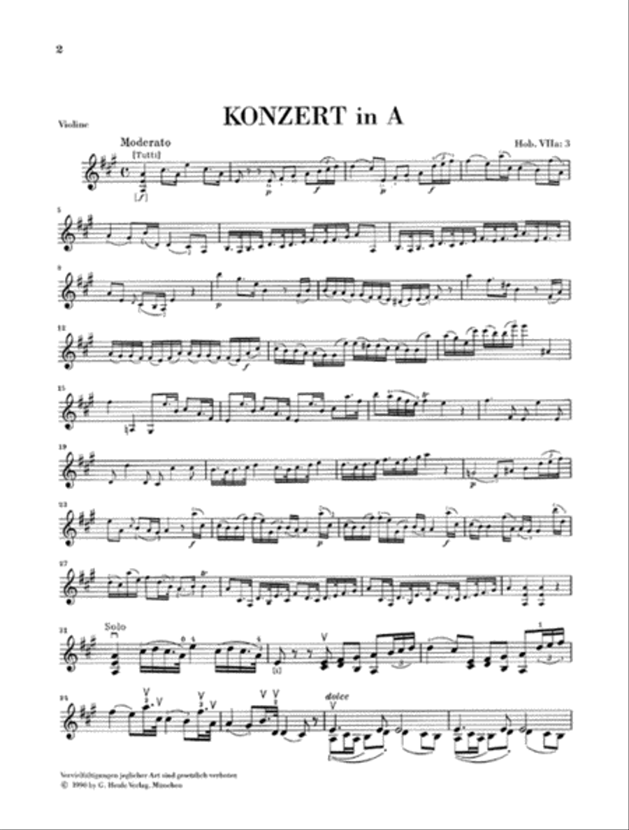 Concerto for Violin and Orchestra in A Major Hob. VIIa:3 Violin Solo scores gallery preview page 3