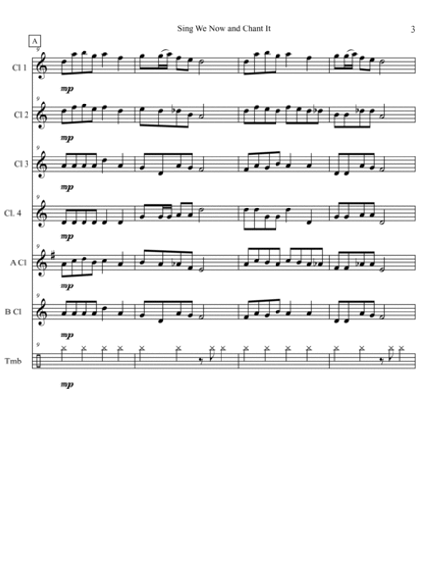 Sing We Now and Chant It for Clarinet Choir Clarinet Choir scores gallery preview page 3