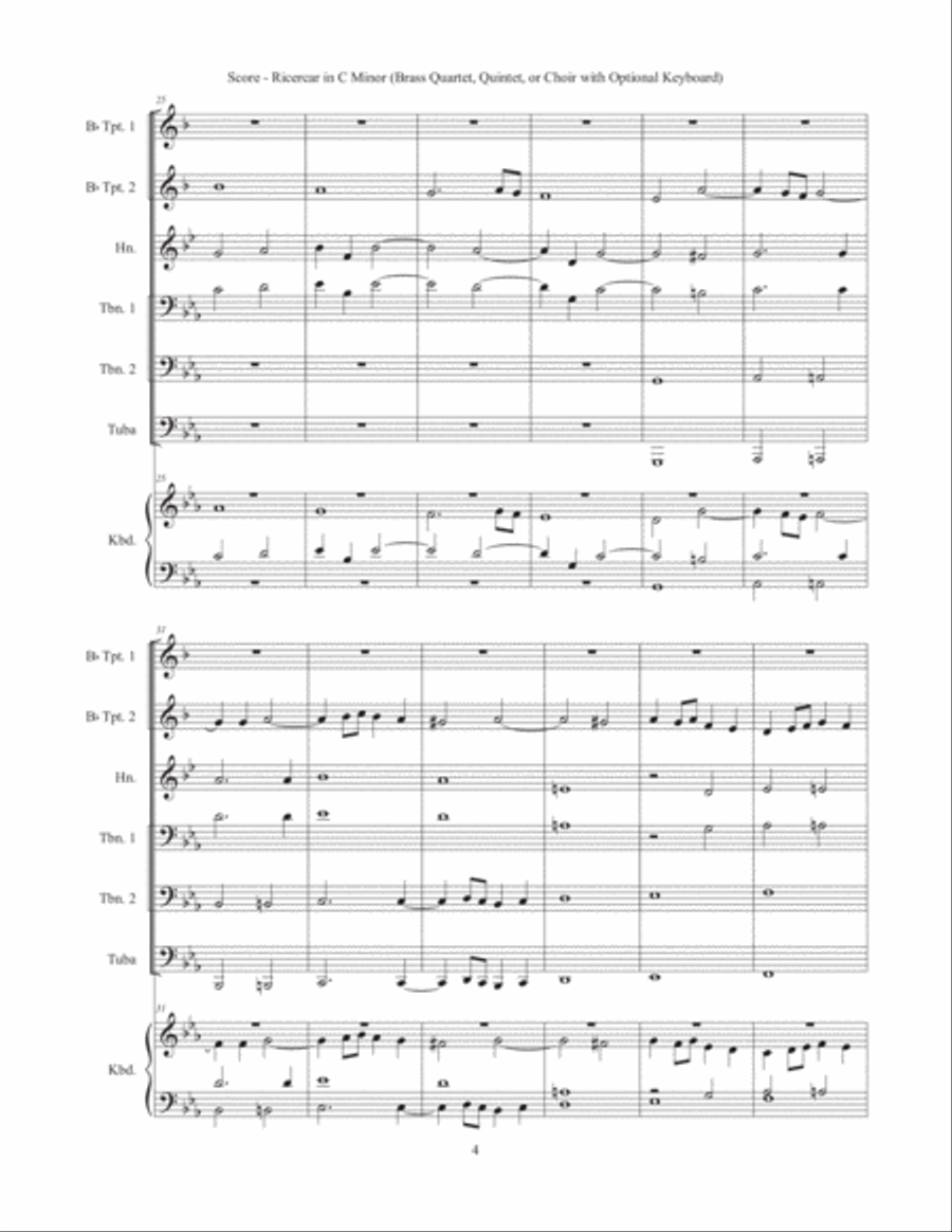 Ricercar in C Minor (Brass Quartet, Brass Quintet, or Brass Choir) Brass Quartet scores gallery preview page 4