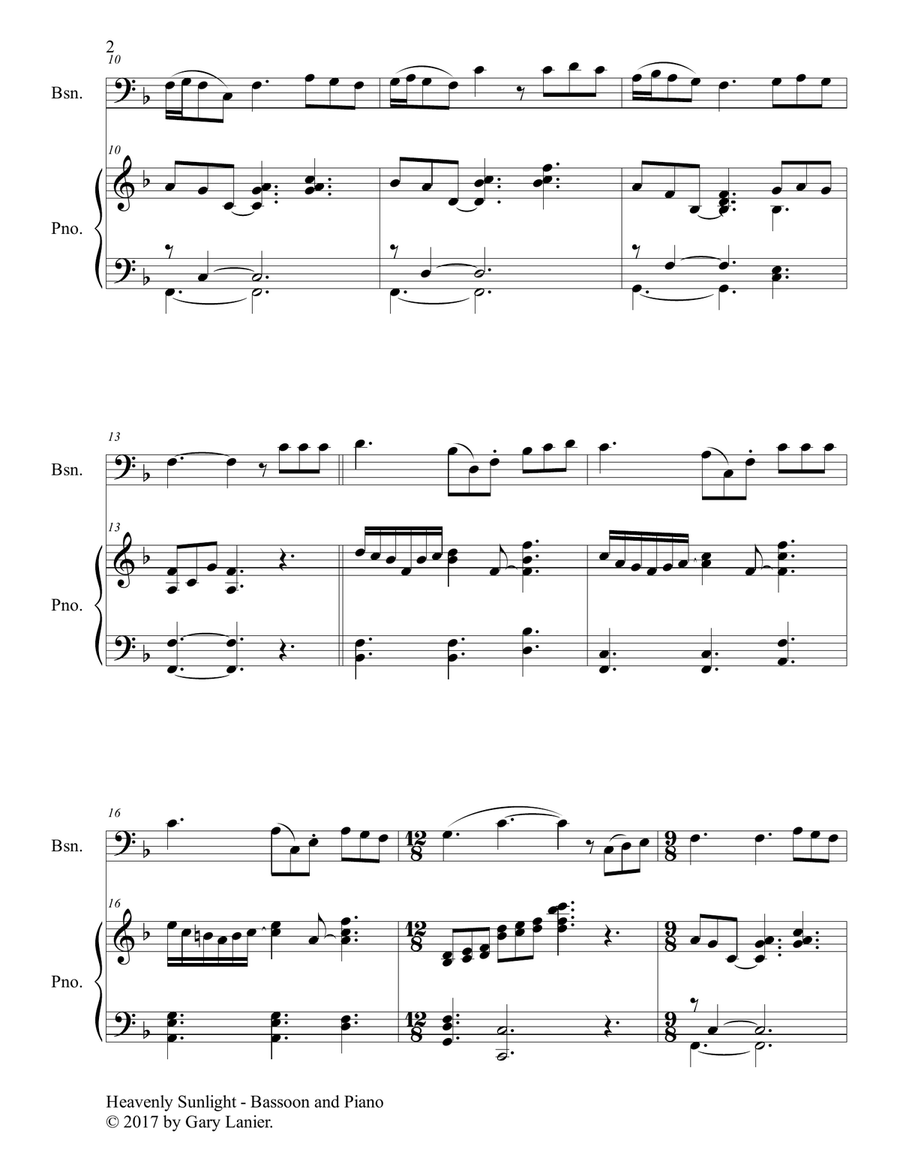 HEAVENLY SUNLIGHT (Duet - Bassoon & Piano with Score/Part) Bassoon Solo scores gallery preview page 3