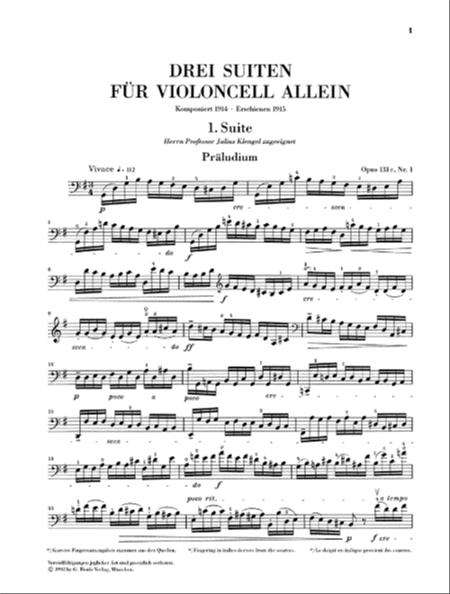 3 Suites for Violoncello Solo Op. 131c