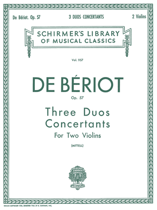 Book cover for 3 Duos Concertante, Op. 57