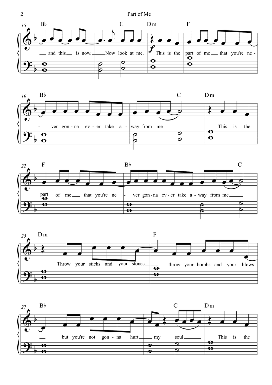 Part Of Me Piano, Vocal scores gallery preview page 2